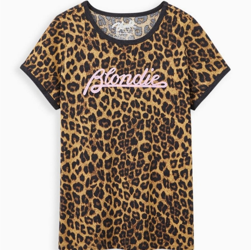 Classic fit tee crew neck Blondie leopard print band tee